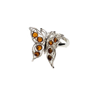 Cognac Amber Butterfly Adjustable Ring