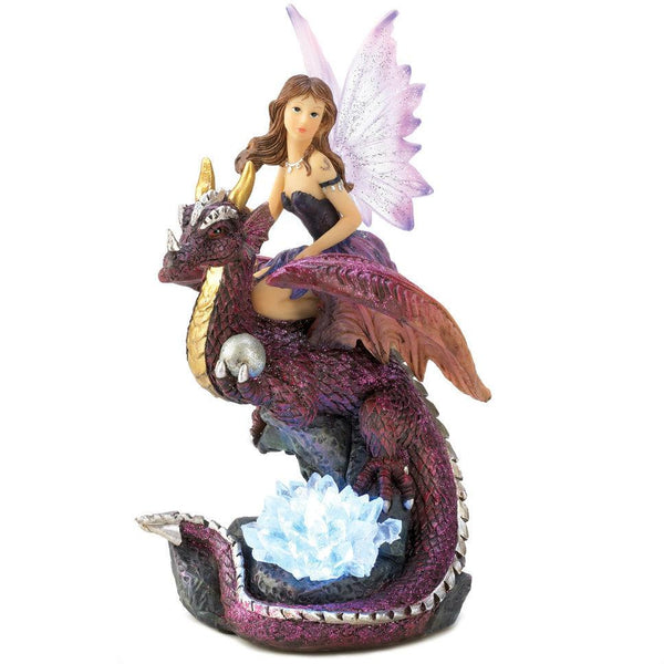Fairy Riding Dragon with Color Changing Crystals