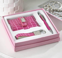 Hot Pink Snakeskin Textured Office Gift Set