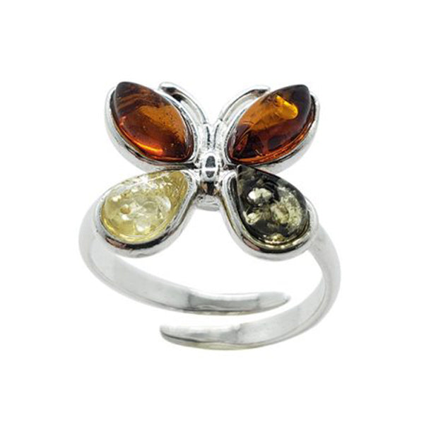 Multi Color Amber Butterfly Ring